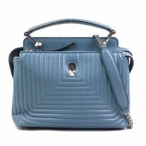 Fendi Dotcom Shoulder Bag Blue Leather